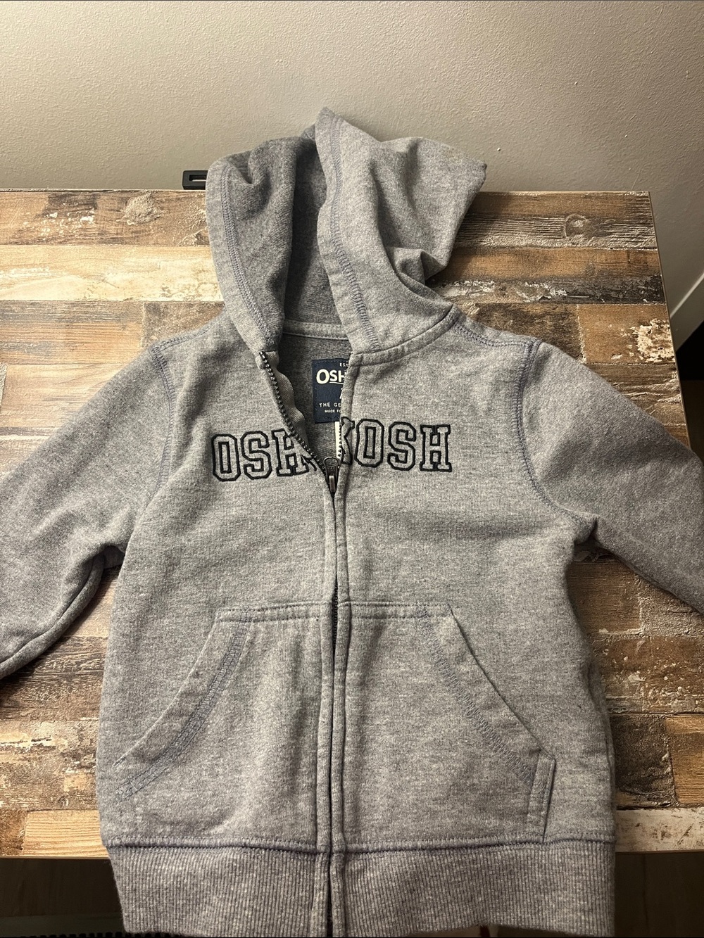 OshKosh B'gosh Heather Gray Full-Zip Hooded Sweatshirt